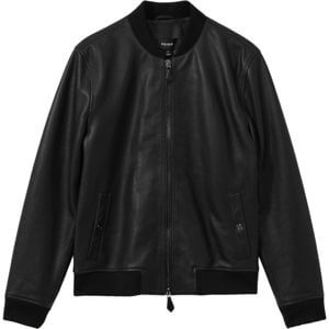 REISS CAST Grained Leather Bomber Jacket